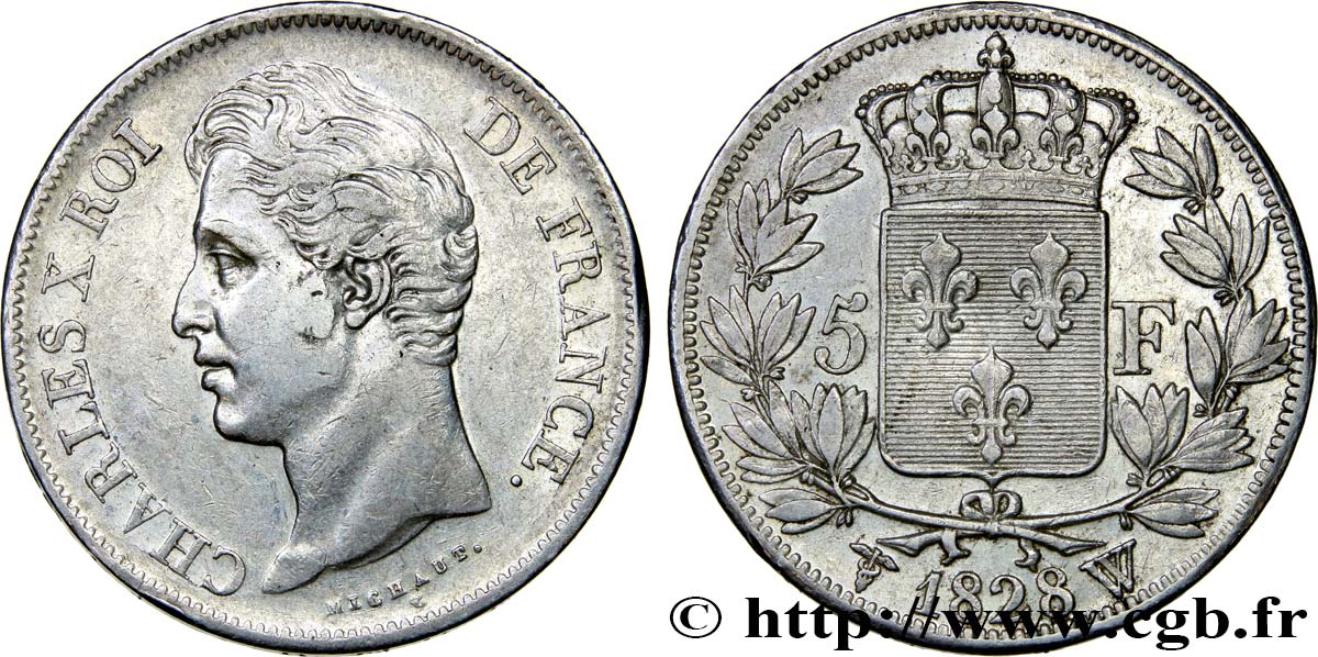 5 francs Charles X, 2e type 1828 Lille F.311/26 XF45 