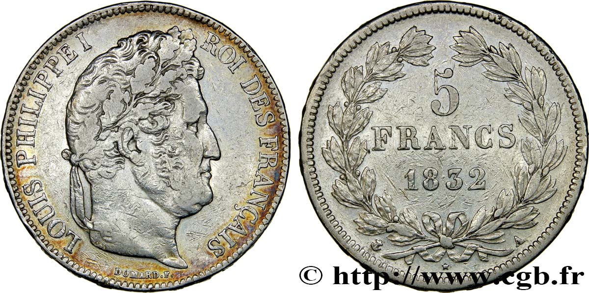 5 francs IIe type Domard 1832 Paris F.324/1 VF 