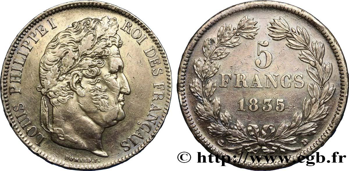 5 francs IIe type Domard 1835 Lyon F.324/45 XF48 