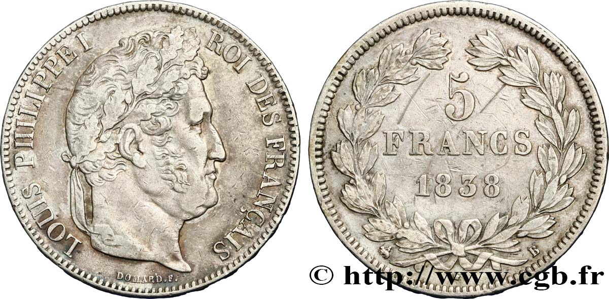 5 francs IIe type Domard 1838 Rouen F.324/69 BB 