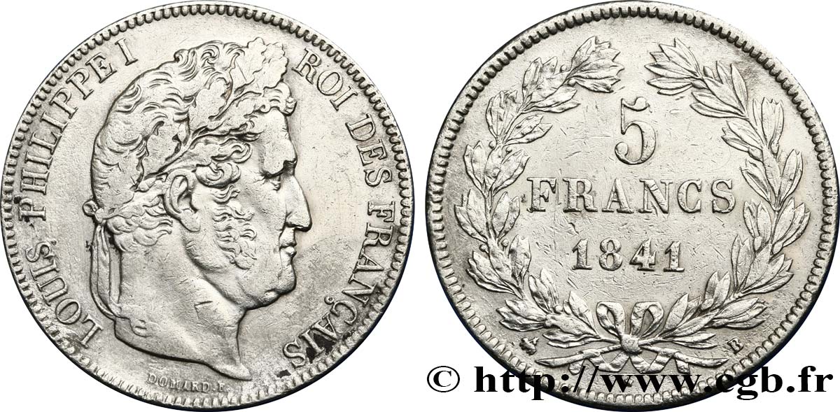 5 francs IIe type Domard 1841 Rouen F.324/91 MBC 