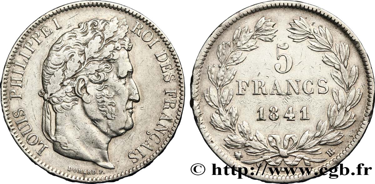5 francs IIe type Domard 1841 Strasbourg F.324/92 BB45 