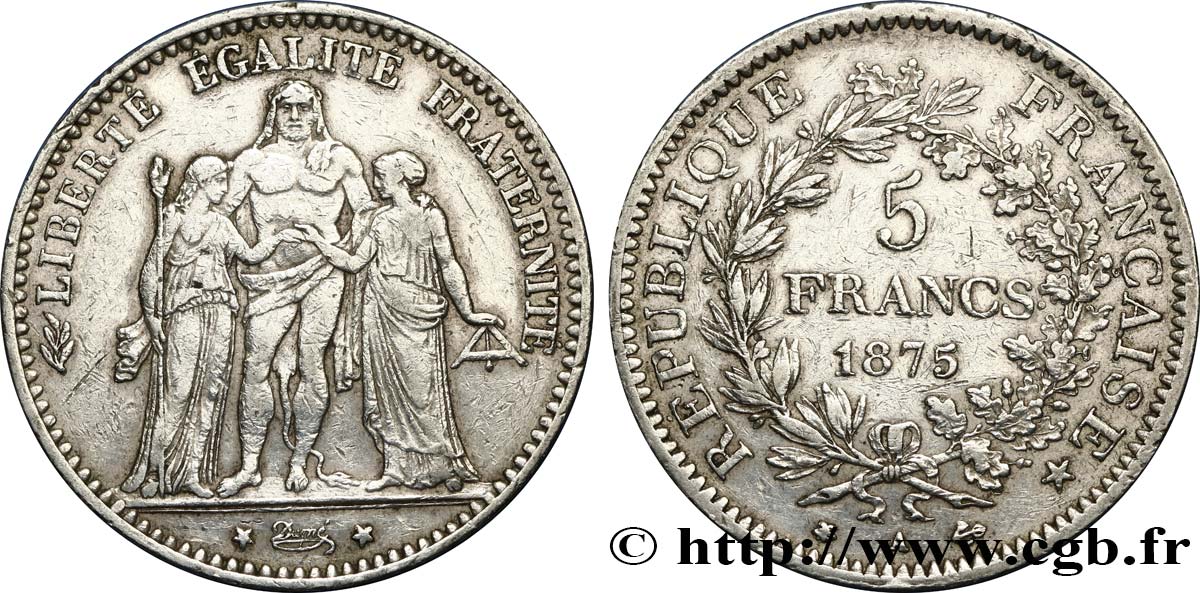 5 francs Hercule, Petit A 1875 Paris F.334/15 TB35