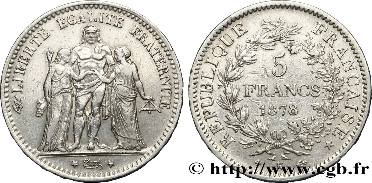 5 francs Hercule 1878 Bordeaux F.334/23 VF35 