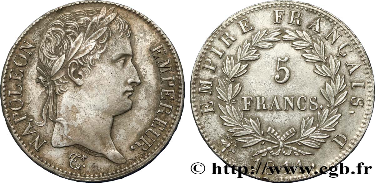 5 francs Napoléon Empereur, Empire français 1811 Lyon F.307/30 fVZ 