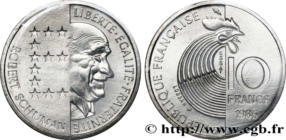 Essai de 10 francs Robert Schuman 1986 Pessac F.374/1 MS68
