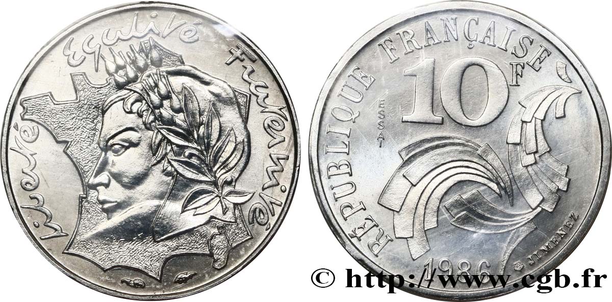 Essai de 10 francs Jimenez 1986 Pessac F.373/1 MS68 