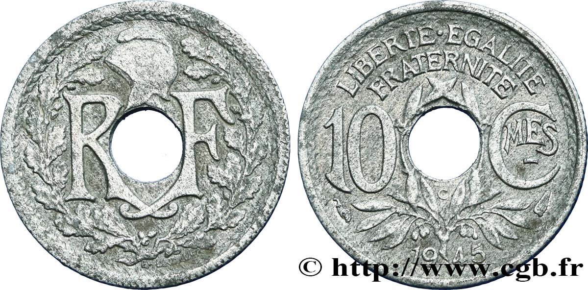 10 centimes Lindauer, petit module 1945  F.143/2 XF45 