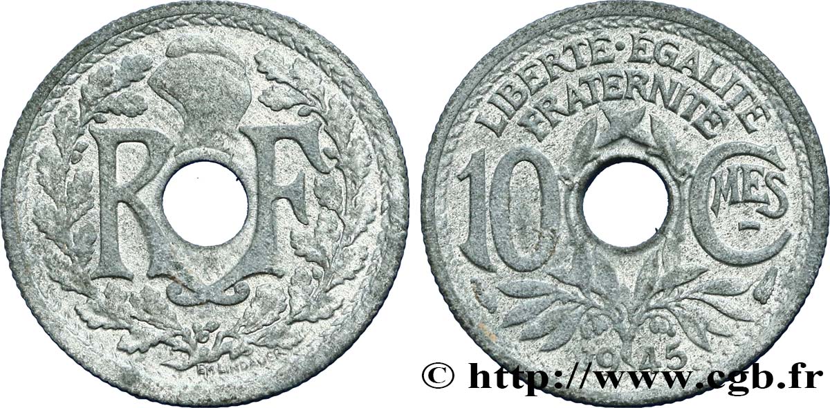 10 centimes Lindauer, petit module 1945  F.143/2 XF48 
