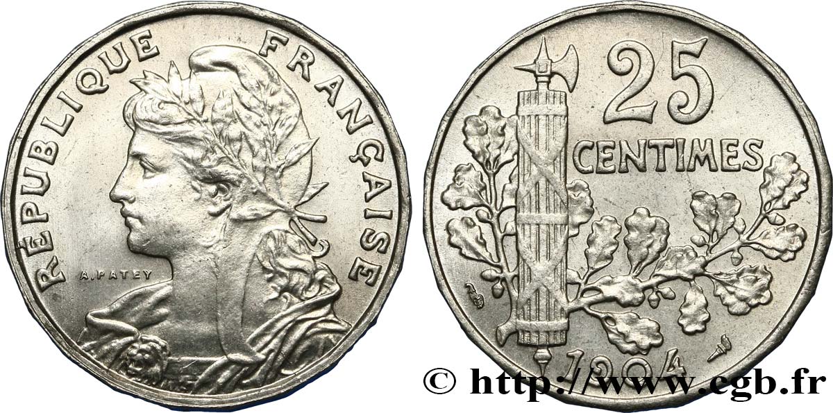 25 centimes Patey, 2e type 1904  F.169/2 MS63 