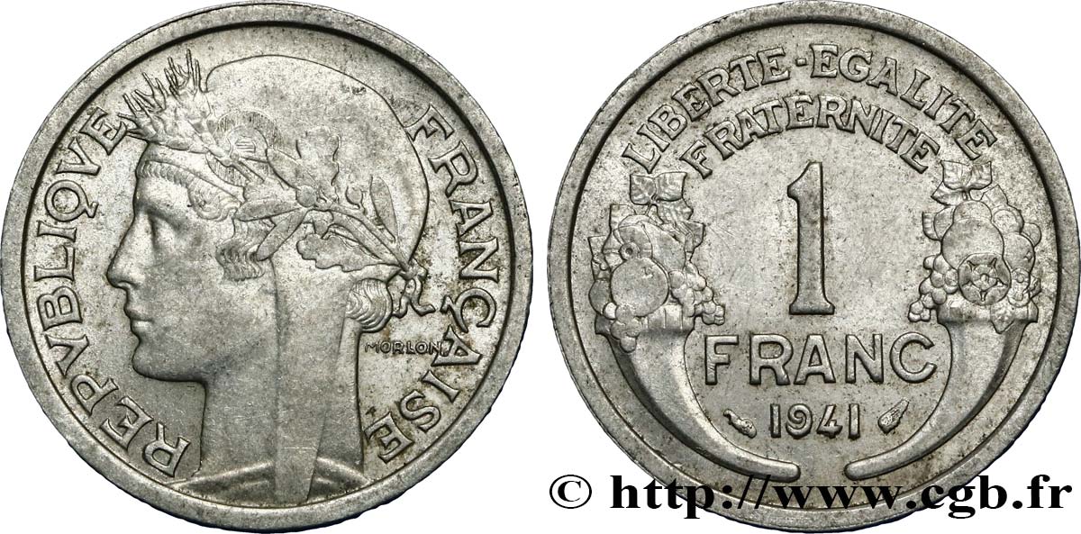 1 franc Morlon, lourde 1941 Paris F.220/2 BB52 