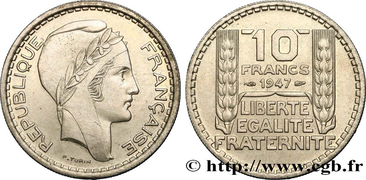 10 francs Turin, petite tête 1947  F.362/1 MS60 