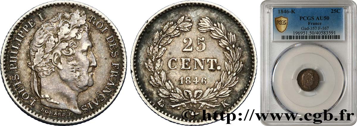 25 centimes Louis-Philippe 1846 Bordeaux F.167/7 TTB50 PCGS