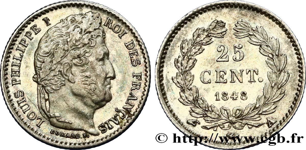 25 centimes Louis-Philippe 1848 Paris F.167/12 SUP60 