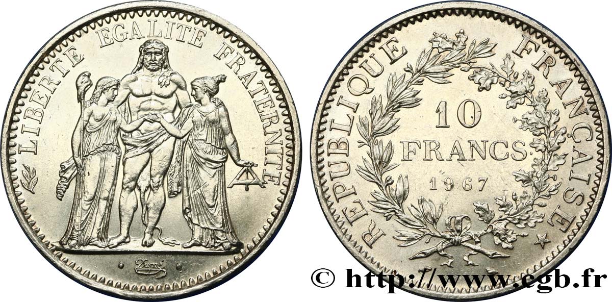 10 francs Hercule 1967  F.364/5 AU58 