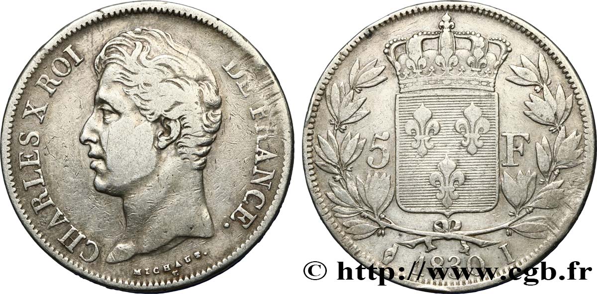 5 francs Charles X, 2e type 1830 Limoges F.311/45 VF25 