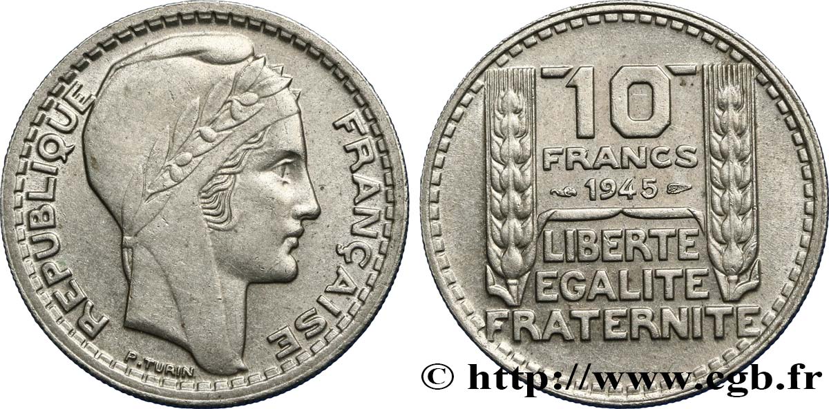 10 francs Turin, grosse tête, rameaux courts 1945 F.361A/1 AU52