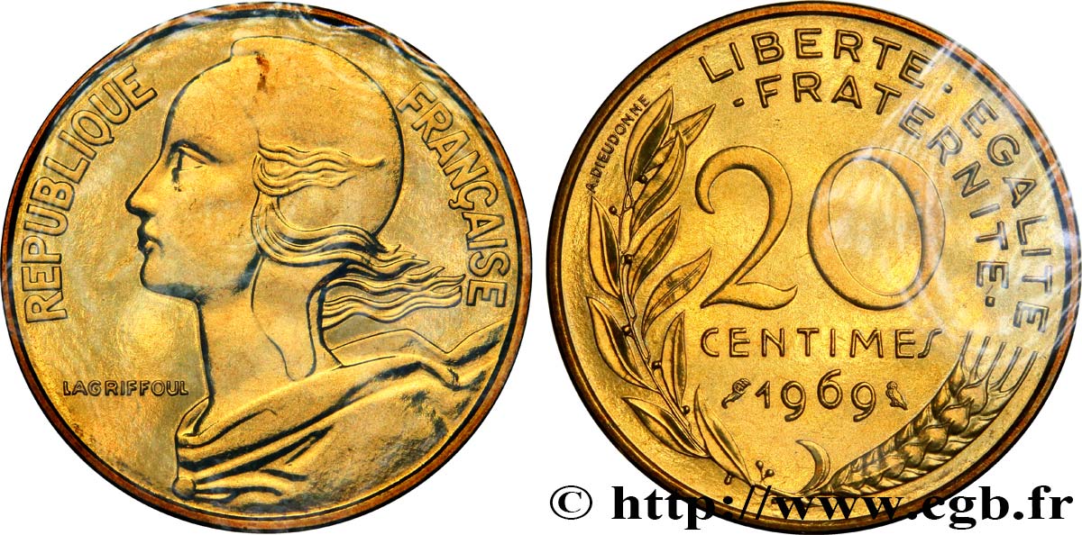 20 centimes Marianne 1969 Paris F.156/9 MS68 