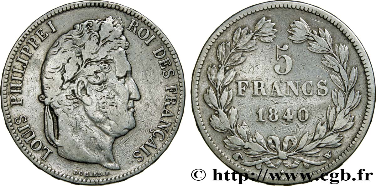 5 francs IIe type Domard 1840 Lille F.324/89 TB35 