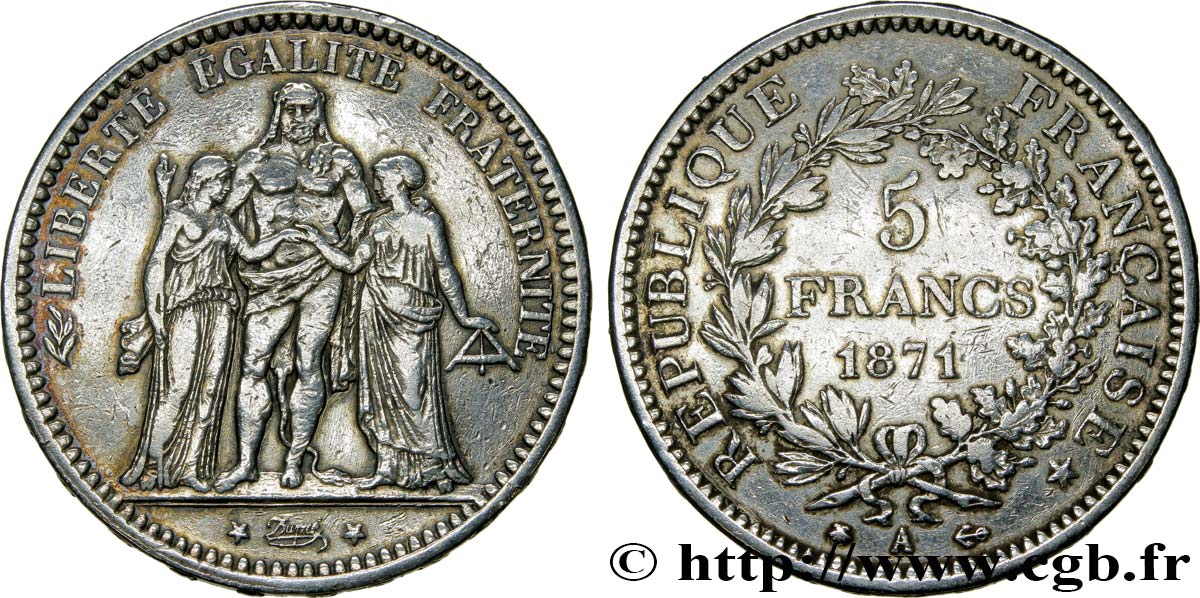 5 francs Hercule 1871 Paris F.334/2 VF 