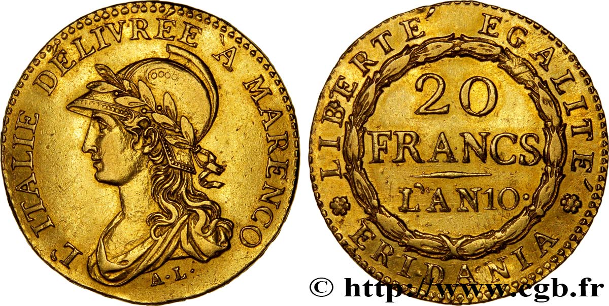 20 francs or Marengo 1802 Turin VG.845  AU 