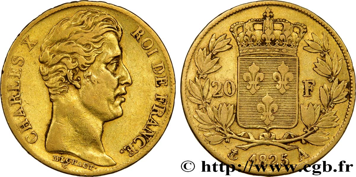 20 francs or Charles X 1825 Paris F.520/1 TB35 
