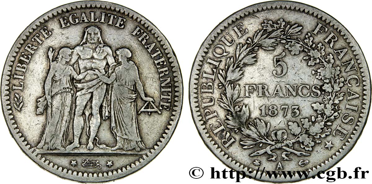 5 francs Hercule 1873 Paris F.334/9 VF30 
