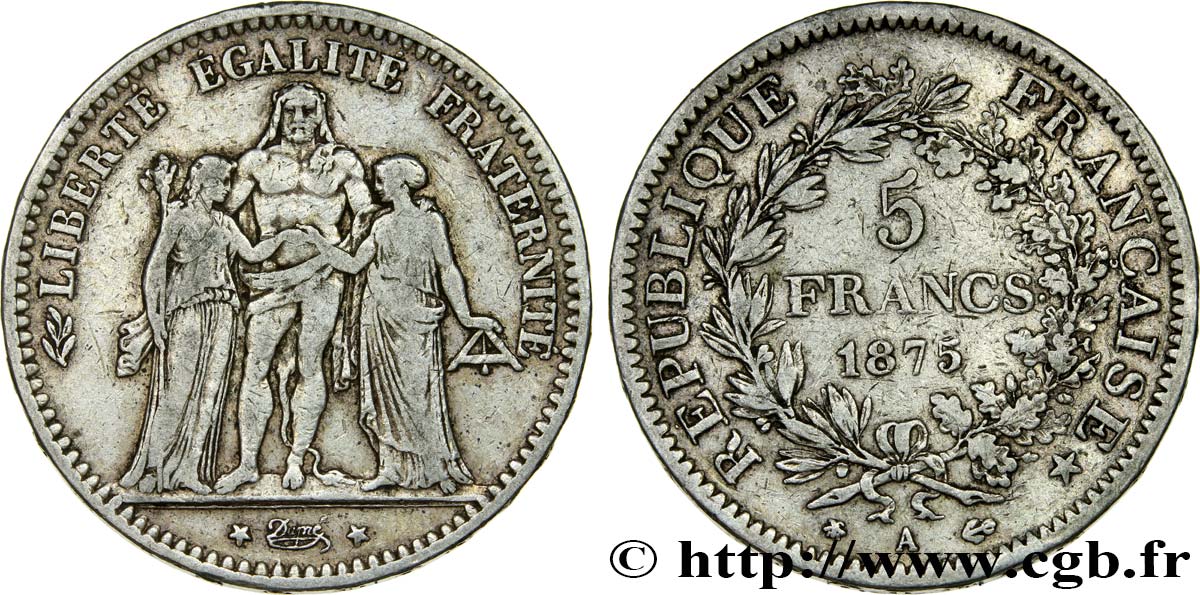 5 francs Hercule 1875 Paris F.334/14 MB25 