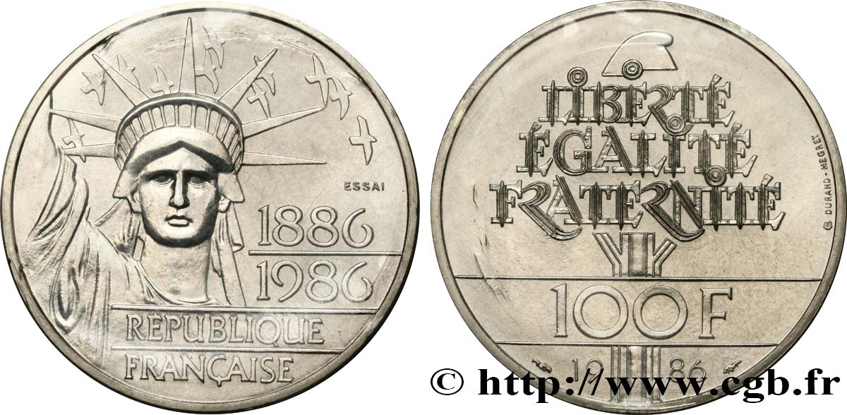 Essai de 100 francs Liberté (Statue de la) 1986 Pessac F.454/1 MS 