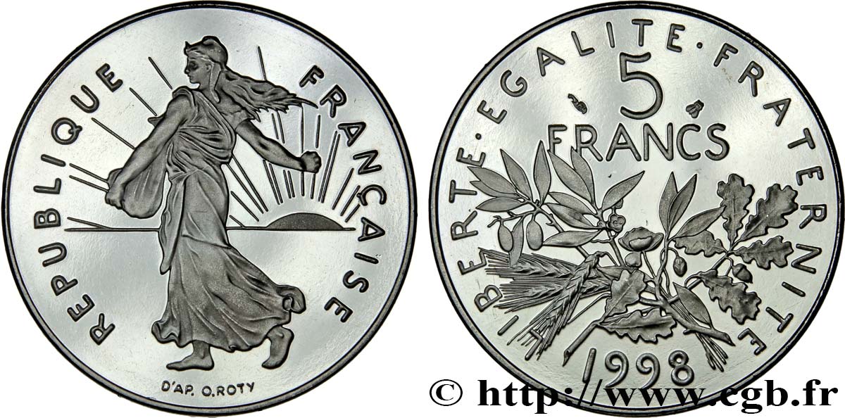 5 francs Semeuse, nickel, BE (Belle Épreuve) 1998 Pessac F.341/34 var. FDC 