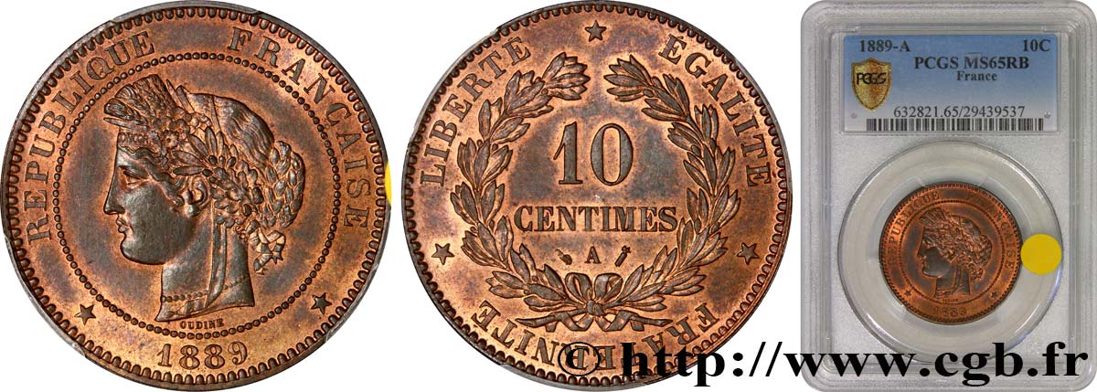 10 centimes Cérès 1889 Paris F.135/34 MS65 PCGS
