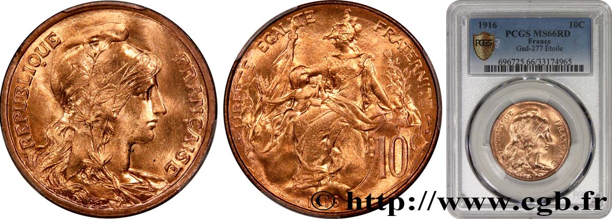 10 centimes Daniel-Dupuis 1916  F.136/27 ST66 PCGS