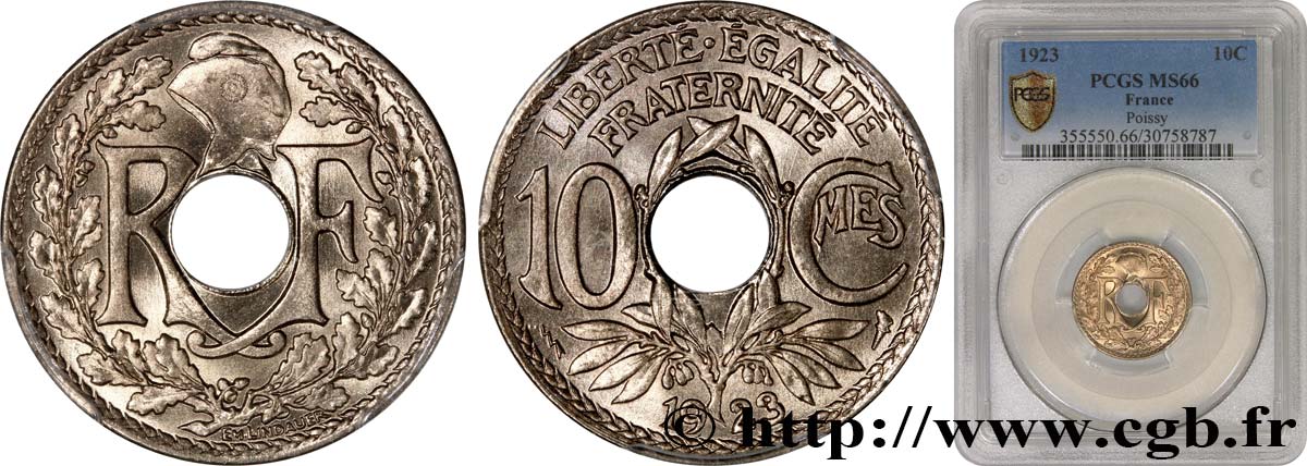 10 centimes Lindauer 1923 Poissy F.138/9 FDC66 PCGS