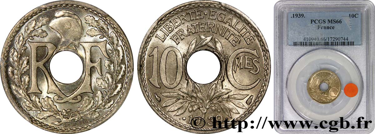 10 centimes Lindauer, maillechort 1939  F.139/3 ST66 PCGS
