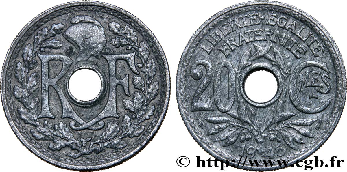20 centimes Lindauer Zinc 1945  F.155/2 VF35 