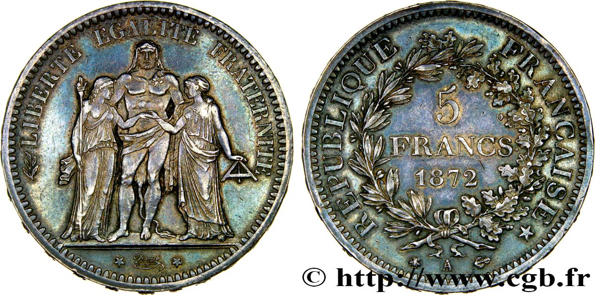 5 francs Hercule 1872 Paris F.334/6 TTB54 
