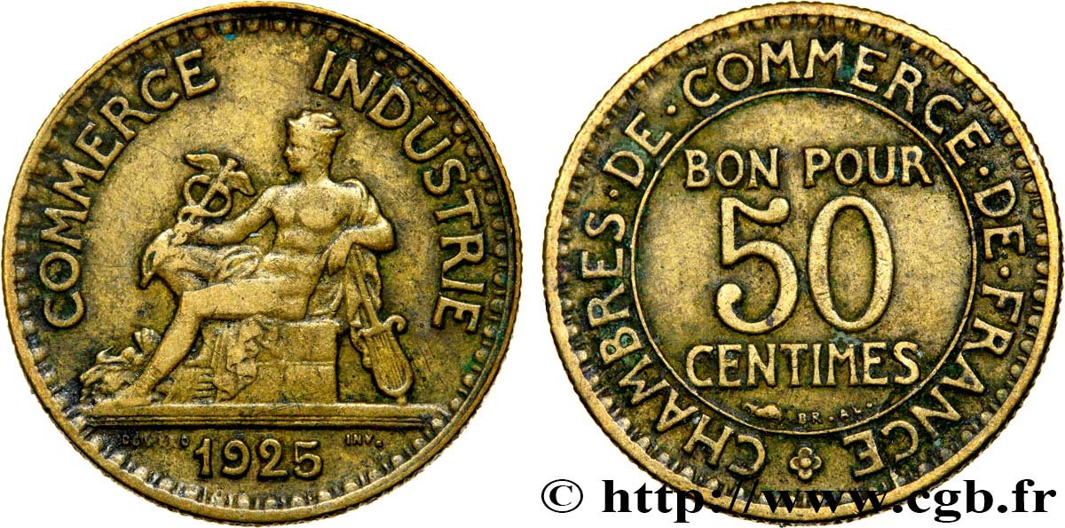 50 centimes Chambres de Commerce 1925 Paris F.191/7 XF45 