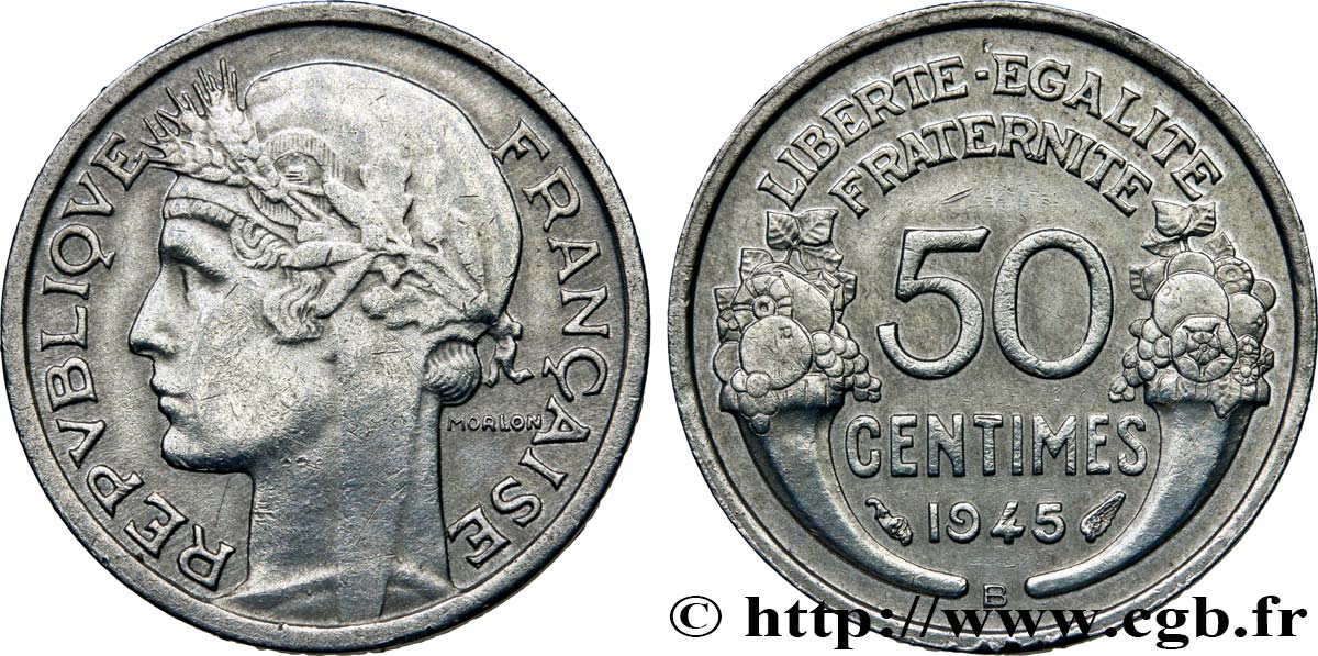 50 centimes Morlon, légère 1945 Beaumont-le-Roger F.194/6 XF48
