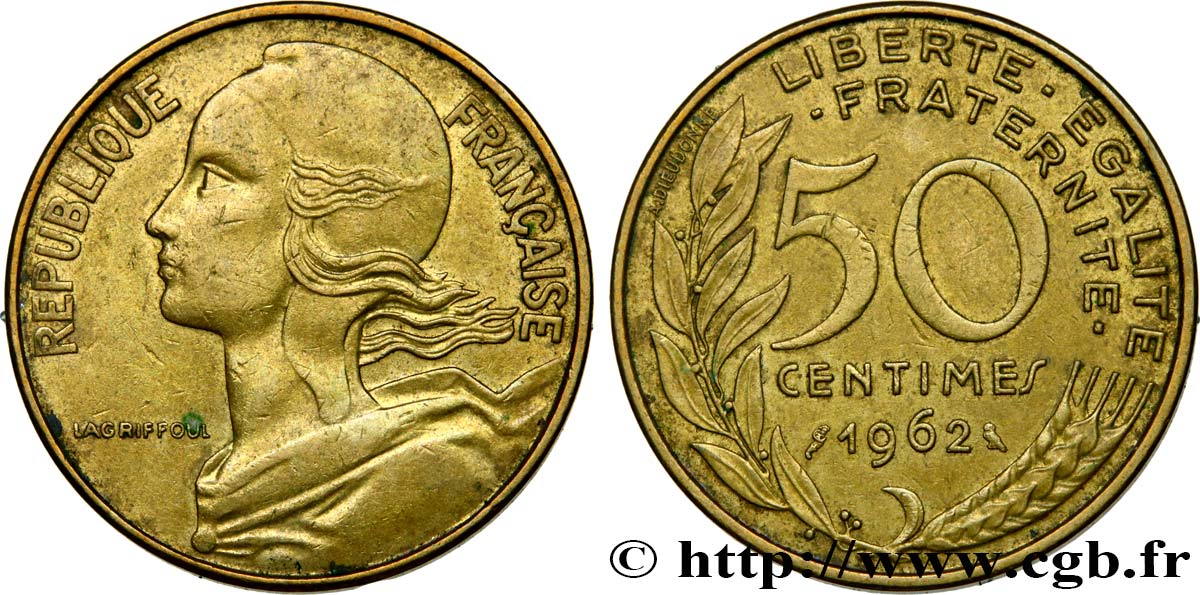 50 centimes Marianne, col à trois plis 1962 Paris F.197/2 XF45