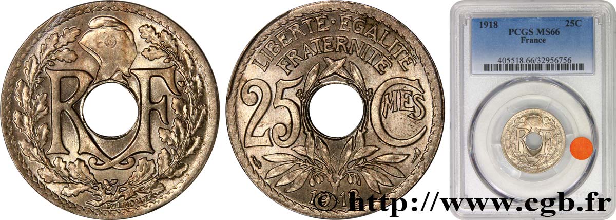25 centimes Lindauer 1918  F.171/2 MS66 PCGS