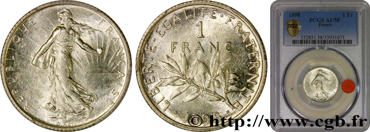1 franc Semeuse 1898  F.217/1 SUP58 PCGS