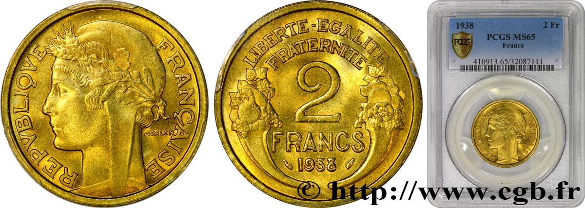 2 francs Morlon 1938  F.268/11 ST65 PCGS