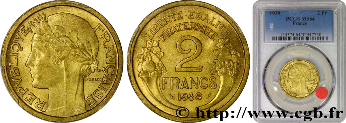 2 francs Morlon 1939  F.268/12 MS64 PCGS