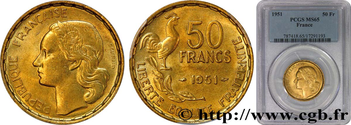 50 francs Guiraud 1951  F.425/5 ST65 PCGS
