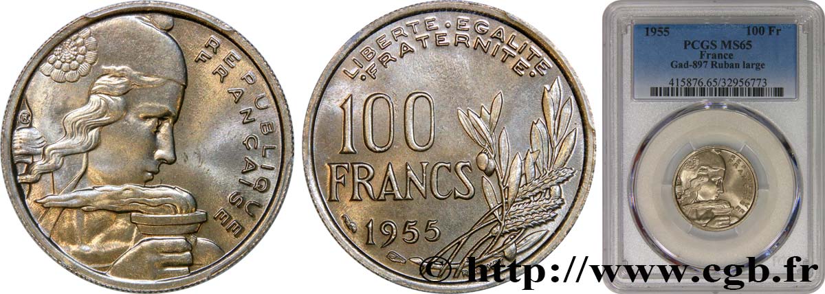 100 francs Cochet 1955  F.450/5 FDC65 PCGS