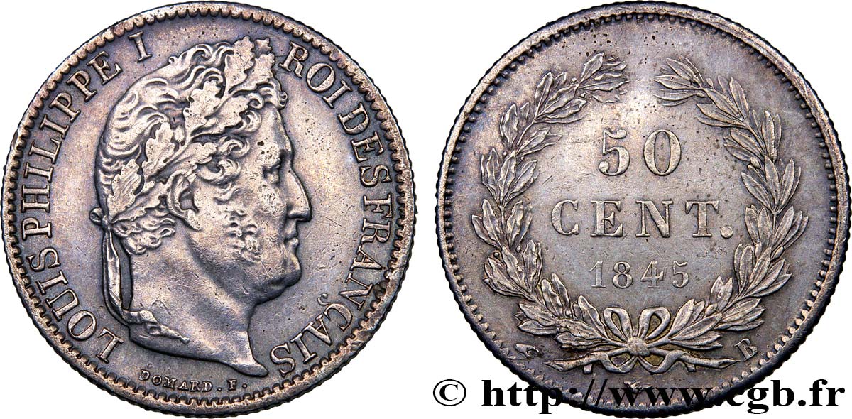 50 centimes Louis-Philippe 1845 Rouen F.183/1 TTB45 