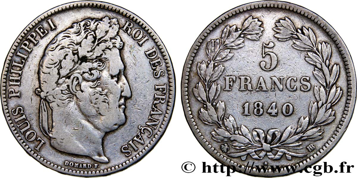 5 francs IIe type Domard 1840 Strasbourg F.324/85 TTB40 