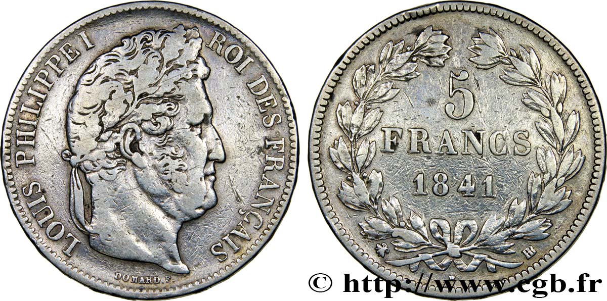 5 francs IIe type Domard 1841 Strasbourg F.324/92 MBC40 
