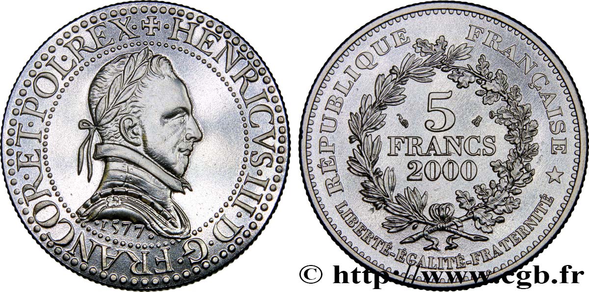 5 francs Franc d’argent de Henri III 2000 Paris F.351/1 FDC 