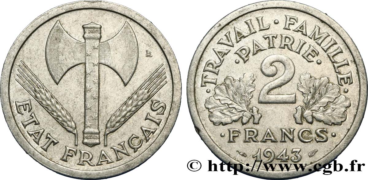 2 francs Francisque 1943 F.270/2 AU55